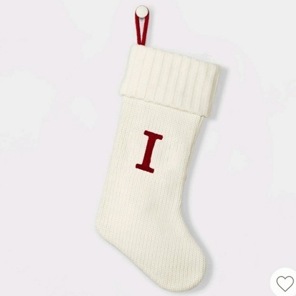 Letter I Monogram Stocking Wondershop Creamy White Red Letter Christmas Holiday - Picture 1 of 6